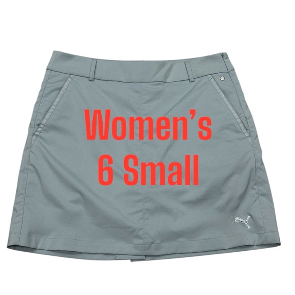 Women’s Puma 6 Small Shorts Skort Skirt Woven Gray Activewear Stretch Pockets - Picture 2 of 10